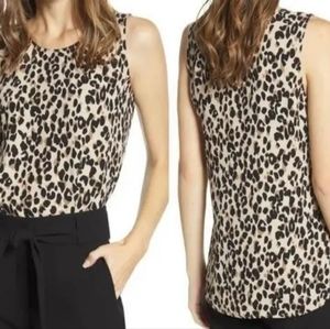 NWT Halogen Leopard Print Sleeveless Blouse